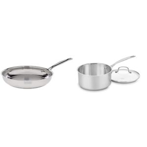 cuisinart 722-24 10-inch chef's-classic-stainless-cookware-collection, open skillet & 7193-20 3-quart chef's-classic-stainless-cookware-collection, saucepan w/cover
