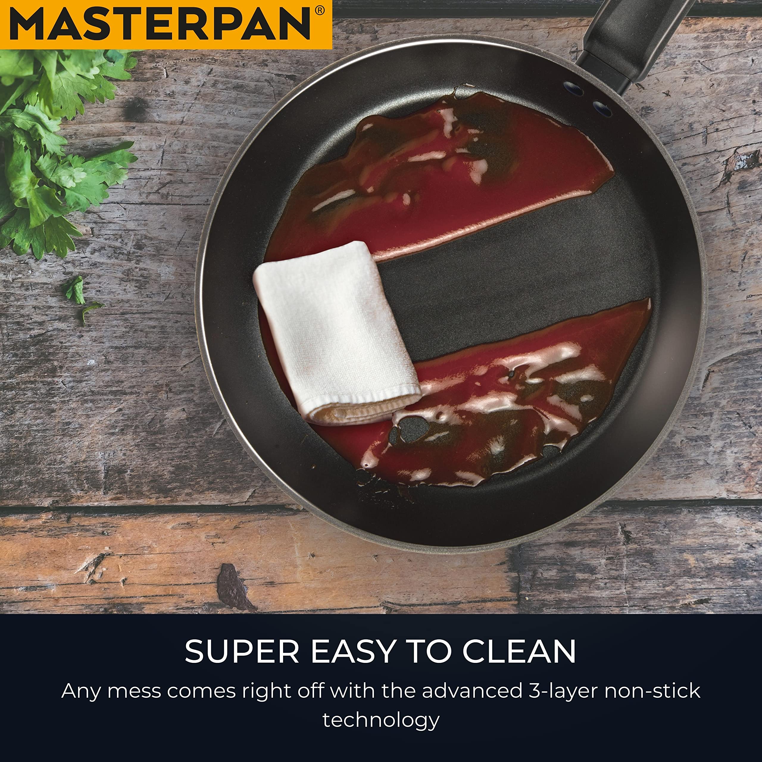 MASTERPAN Non-Stick ILAG Ultimate Everyday Frying Pan with Bakelite handle, 8", black