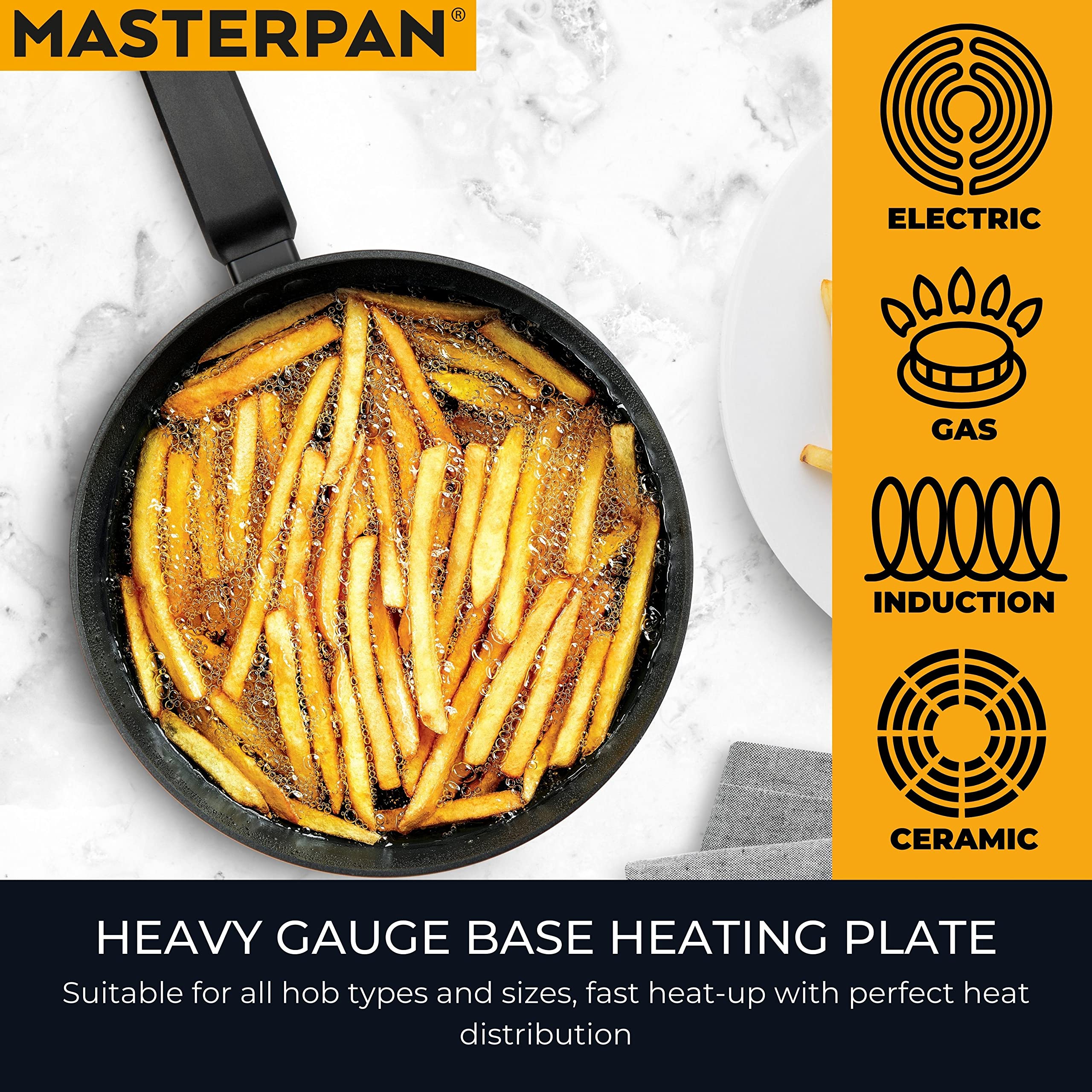 MASTERPAN Non-Stick ILAG Ultimate Everyday Frying Pan with Bakelite handle, 8", black