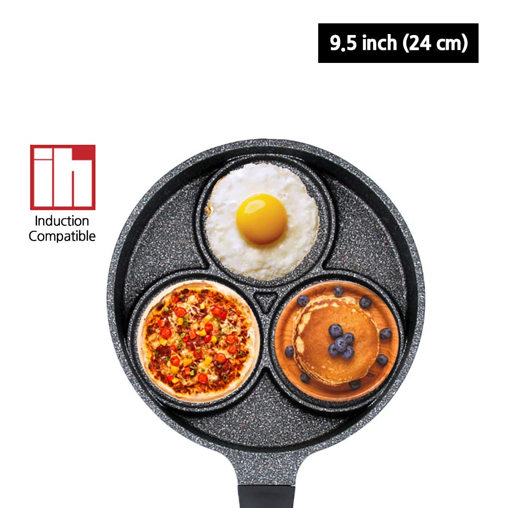 UPIT 3-Cup Egg Frying Pan for Induction Stovetop, Nonstick Coating Aluminum Egg Cooker Pan