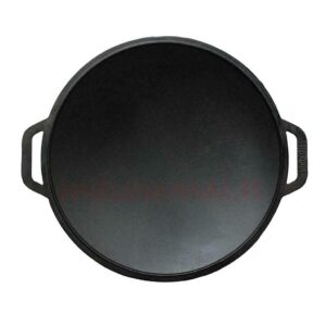 free2buy new heavy duty cast iron traditional round skillet discada kazan mangal grill dish bbq cookware pan - outdoor cooking frying oven disc pot - cooking gifts