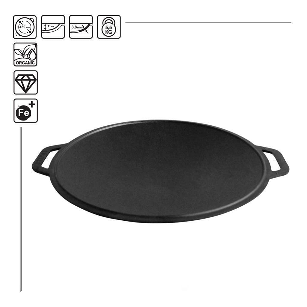 Free2Buy New Heavy Duty Cast Iron Traditional Round Skillet Discada Kazan Mangal Grill Dish BBQ Cookware Pan - Outdoor Cooking Frying Oven Disc Pot - Cooking Gifts