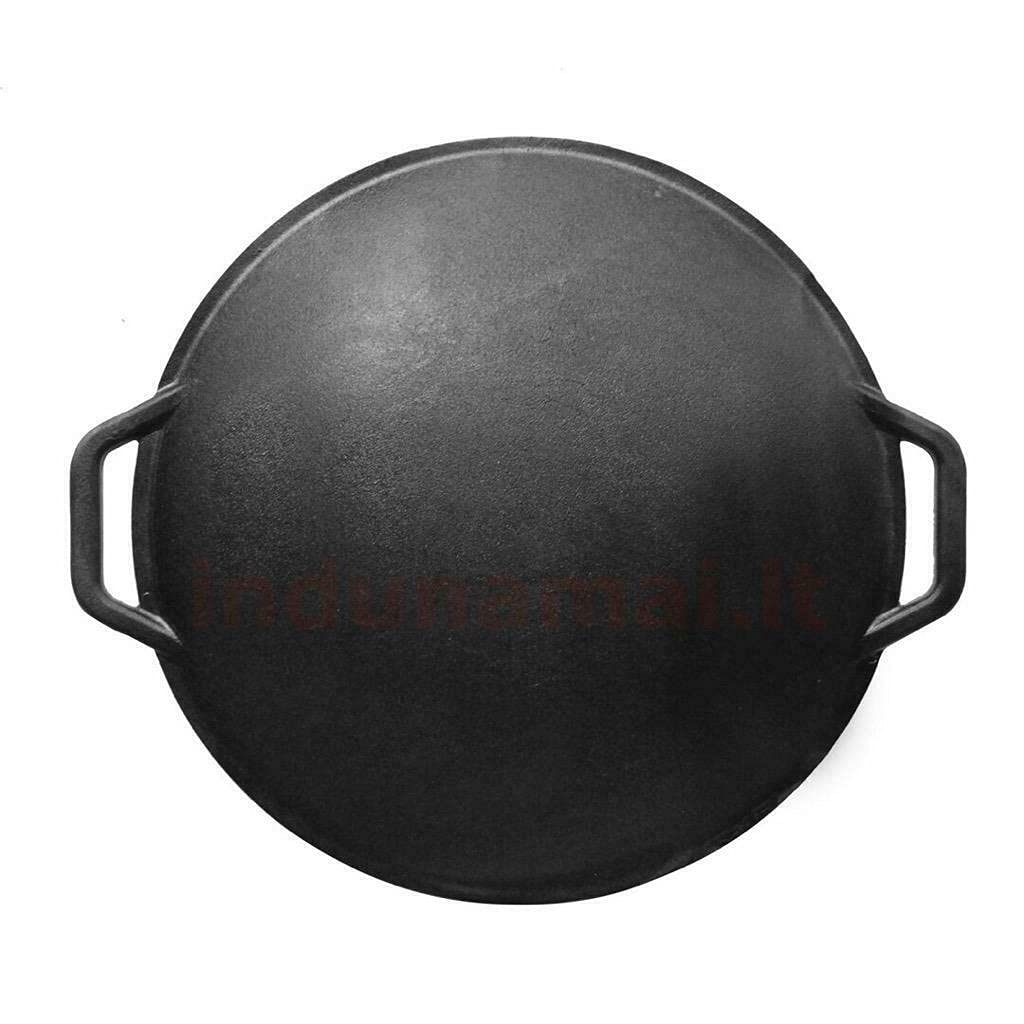 Free2Buy New Heavy Duty Cast Iron Traditional Round Skillet Discada Kazan Mangal Grill Dish BBQ Cookware Pan - Outdoor Cooking Frying Oven Disc Pot - Cooking Gifts