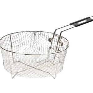 Lodge L10CF3 Cast Iron Covered Deep Skillet, Pre-Seasoned, 5-Quart & 10FB2 Deep Fry Basket, 10.25-inch