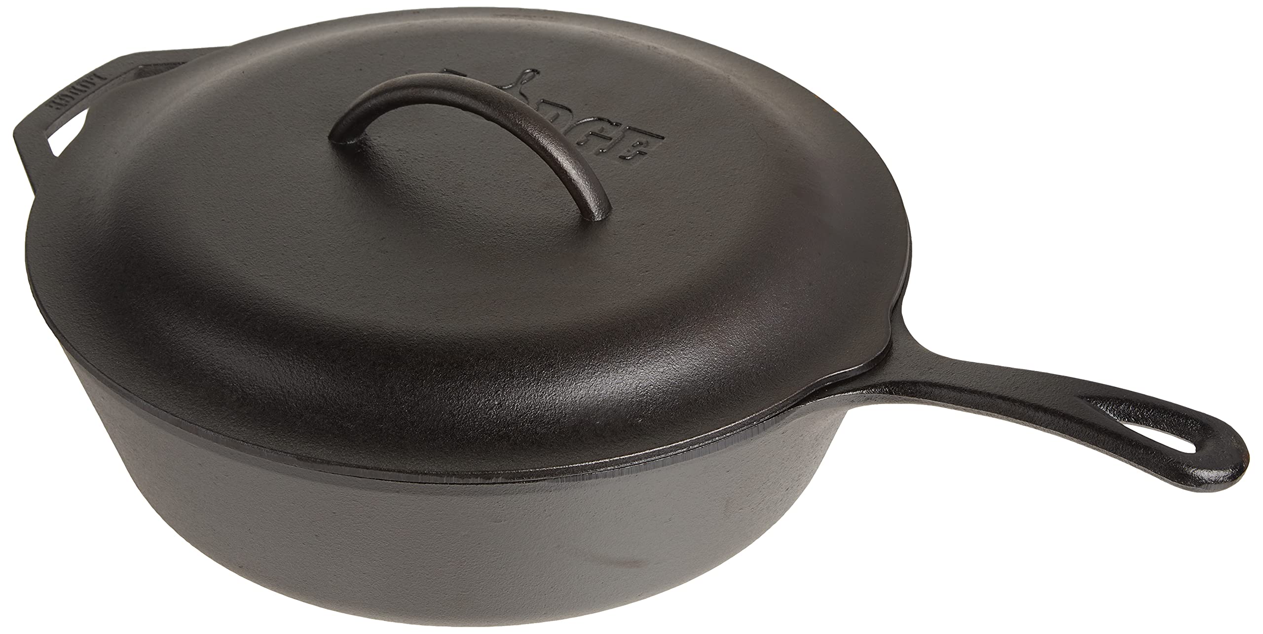 Lodge L10CF3 Cast Iron Covered Deep Skillet, Pre-Seasoned, 5-Quart & 10FB2 Deep Fry Basket, 10.25-inch