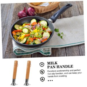 HANABASS Snow Pan with Wooden Handle Skillet Stainless Griddle Japanese Frying Pot Fry Pan Handle Replacement Universal Pot Replacement Cookware Handle Wok Handle Pot Grip 2pcs