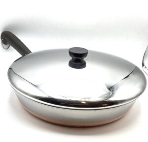 revere 12 skillet, stainless steel copper bottom with lid, copper & silver (1881)