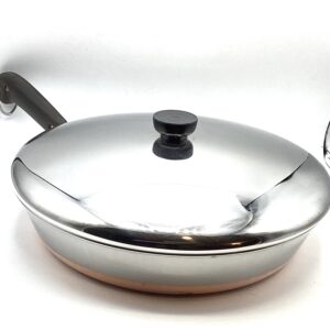 Revere 12 Skillet, Stainless Steel Copper bottom with Lid, copper & silver (1881)