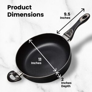 Chef's Star Nonstick Frying Pan with cover, Skillet with Stay Cool Handle Frying Pan, Induction Compatible (Black 11 Inch Frying pan)