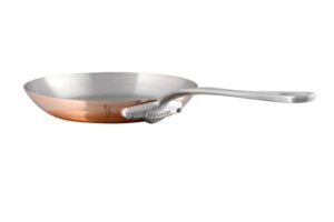 mauviel m'150 s 1.5mm polished copper & stainless steel frying pan with cast stainless steel handle, 10.2-in, made in france