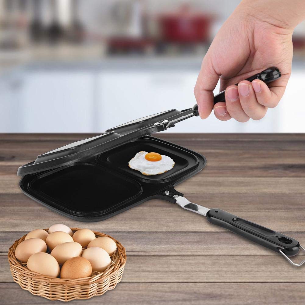 Frying Pan, Anti-scalding Handle Cast Aluminium Breakfast Double Sided Non-Stick Frying Pan Kitchen Cooking Utensil Tool for Cakes Eggs Sandwiches