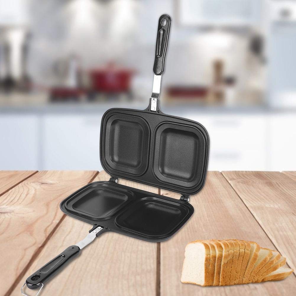 Frying Pan, Anti-scalding Handle Cast Aluminium Breakfast Double Sided Non-Stick Frying Pan Kitchen Cooking Utensil Tool for Cakes Eggs Sandwiches