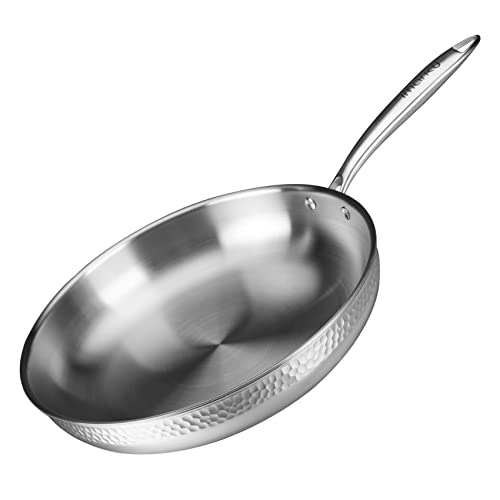 imarku Stainless Steel Pan, 12 inch Frying Pan, 3 Ply Stainless Steel Frying pan, Fry pan, Stainless Steel Skillet, Cooking Pan - Oven Safe Skillet