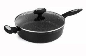 zyliss cook non-stick forged saut茅 pan with glass lid, aluminium, black, 53.9 x 29 x 15.6 cm
