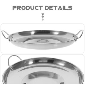 BESTonZON Stainless Steel Comal Concave Pan Stir Fry Pan Non-Stick Pancake Pan Egg Skillet for Kitchen Restaurant Outdoor Silver 36CM