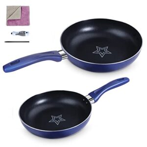 nolopau nonstick frying pan, aluminum non stick fry pans for cooking eggs omelettes and more, 8" and 10.4" cooking surface non stick skillet pan nonstick cookware