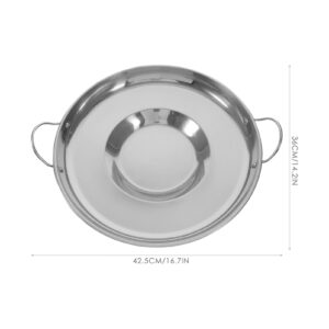 BESTonZON Stainless Steel Comal Concave Pan Stir Fry Pan Non-Stick Pancake Pan Egg Skillet for Kitchen Restaurant Outdoor Silver 36CM