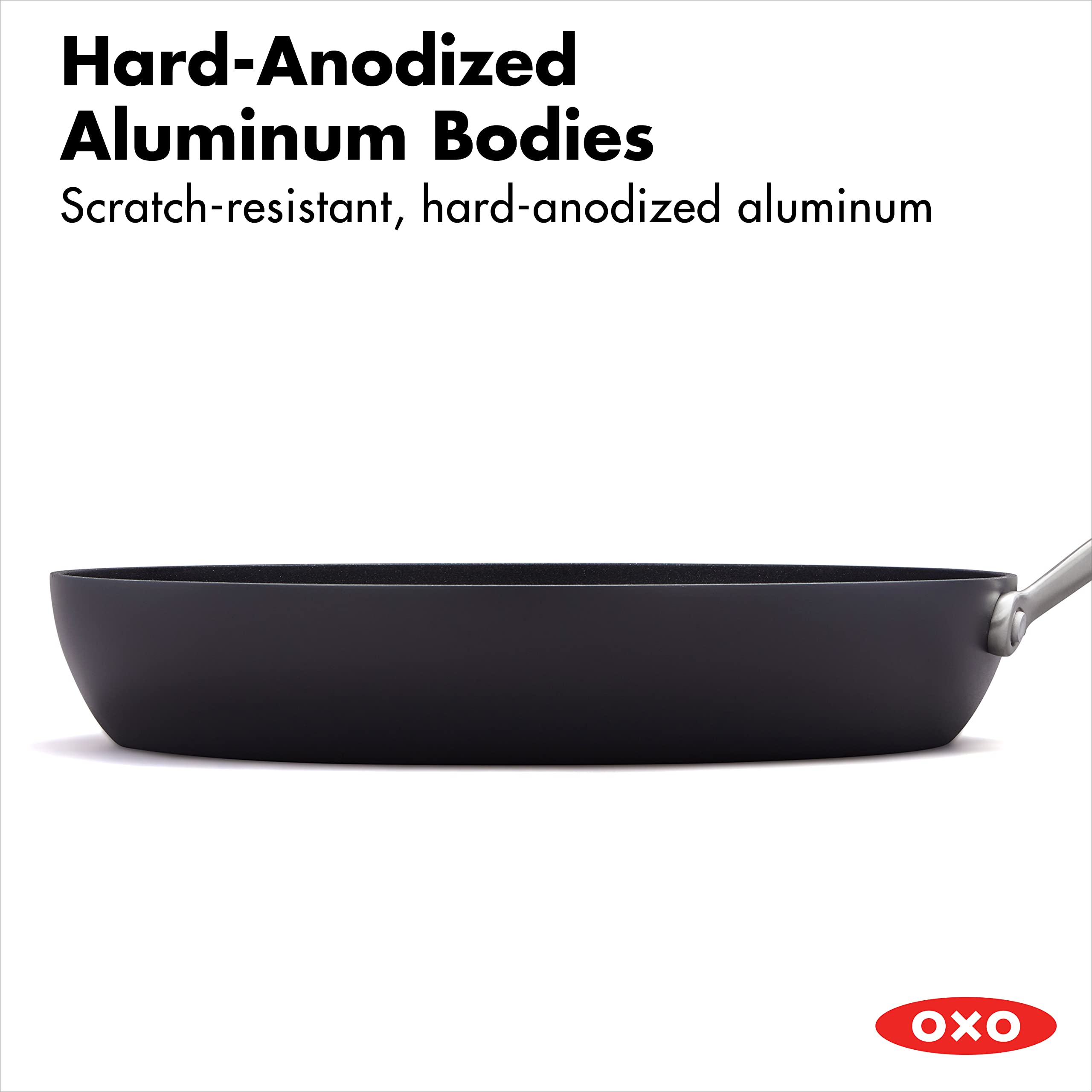 OXO Professional Hard Anodized PFAS-Free Nonstick 12" Frying Pan and 3QT Saute Pan with Lid