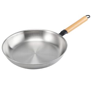 stainless steel frying pan 12 inch: steel skillet 3 ply cookware deep frying pan egg large wok professional grade pan - polished & thickened composite pan cooking frying pan without lid