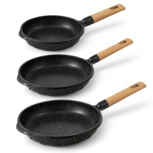 cooklover nonstick frying pan 100% pfoa free cookware induction skillet fry pan set pack -3-7.9 inch & 9.5 inch &11 inch black