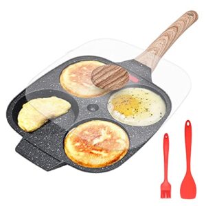 bobikuke fried egg pan, egg frying pan with lid nonstick 4 cups pancake pan aluminium alloy cooker for breakfast, induction compatible