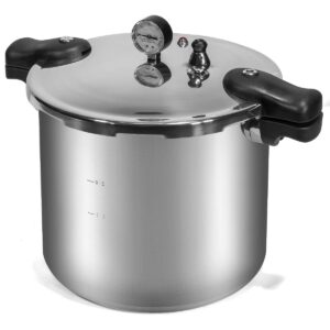 barton pressure canner 22-quart capacity pressure cooker built-in pressure gauge with (1) rack, aluminum polished