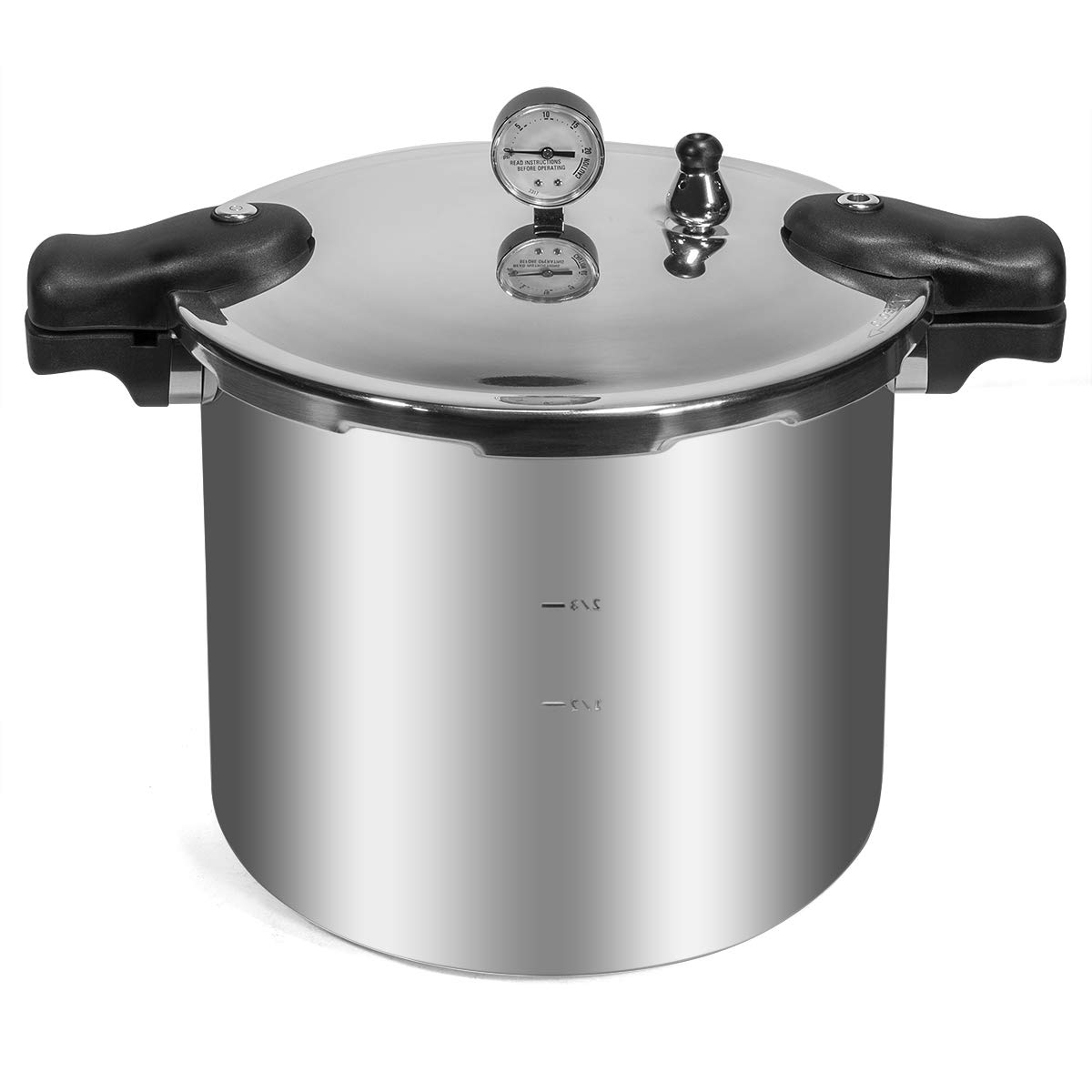 Barton Pressure Canner 22-Quart Capacity Pressure Cooker Built-in Pressure Gauge with (1) Rack, Aluminum Polished