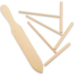 prowithlin 4 piece crepe spreader and spatula set, crepes maker made of 100% natural beech wood, 12" crepe spatula and 4.7" crepe spreader, crepe pan dosa pan accessories crepe tools