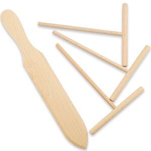 Prowithlin 4 Piece Crepe Spreader and Spatula Set, Crepes Maker Made Of 100% Natural Beech Wood, 12" Crepe Spatula and 4.7" Crepe Spreader, Crepe Pan Dosa Pan Accessories Crepe Tools