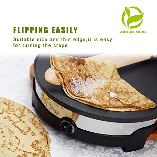 Prowithlin 4 Piece Crepe Spreader and Spatula Set, Crepes Maker Made Of 100% Natural Beech Wood, 12" Crepe Spatula and 4.7" Crepe Spreader, Crepe Pan Dosa Pan Accessories Crepe Tools