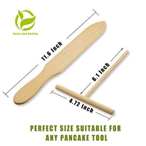 Prowithlin 4 Piece Crepe Spreader and Spatula Set, Crepes Maker Made Of 100% Natural Beech Wood, 12" Crepe Spatula and 4.7" Crepe Spreader, Crepe Pan Dosa Pan Accessories Crepe Tools