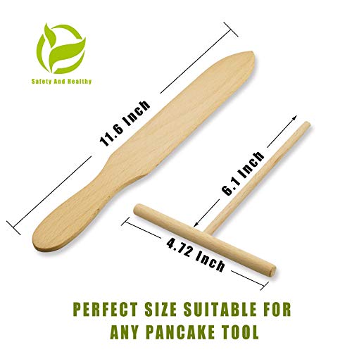 Prowithlin 4 Piece Crepe Spreader and Spatula Set, Crepes Maker Made Of 100% Natural Beech Wood, 12" Crepe Spatula and 4.7" Crepe Spreader, Crepe Pan Dosa Pan Accessories Crepe Tools