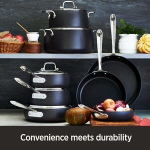 All-Clad HA1 Hard Anodized Nonstick Grill 11x11 Inch Oven Safe 350F Pots and Pans, Cookware Black