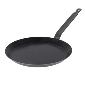 de buyer blue carbon steel crepe & tortilla pan - 9.5” - ideal for making & reheating crepes, tortillas & pancakes - naturally nonstick - made in france