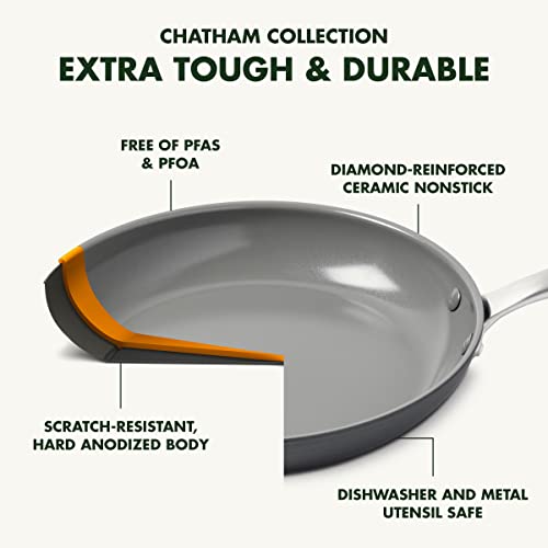 GreenPan Chatham Hard Anodized Healthy Ceramic Nonstick, 5QT Saute Pan Jumbo Cooker with Helper Handle and Lid, PFAS-Free, Dishwasher Safe, Oven Safe, Gray