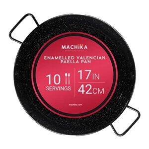 machika enamel paella pan | paella pan | skillet for paella and rice recipes | perfect for indoor & outdoors | easy cleaning | rust proof coating | 10 servings | 17 inches |