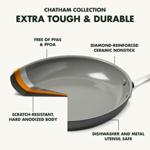 GreenPan Chatham Hard Anodized Healthy Ceramic Nonstick, 8" Frying Pan Skillet, PFAS-Free, Dishwasher Safe, Oven Safe, Gray