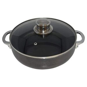 IMUSA USA 6.9Qt Nonstick Charcoal Hammered Caldero (Dutch Oven) with Glass Lid and Steam Vent