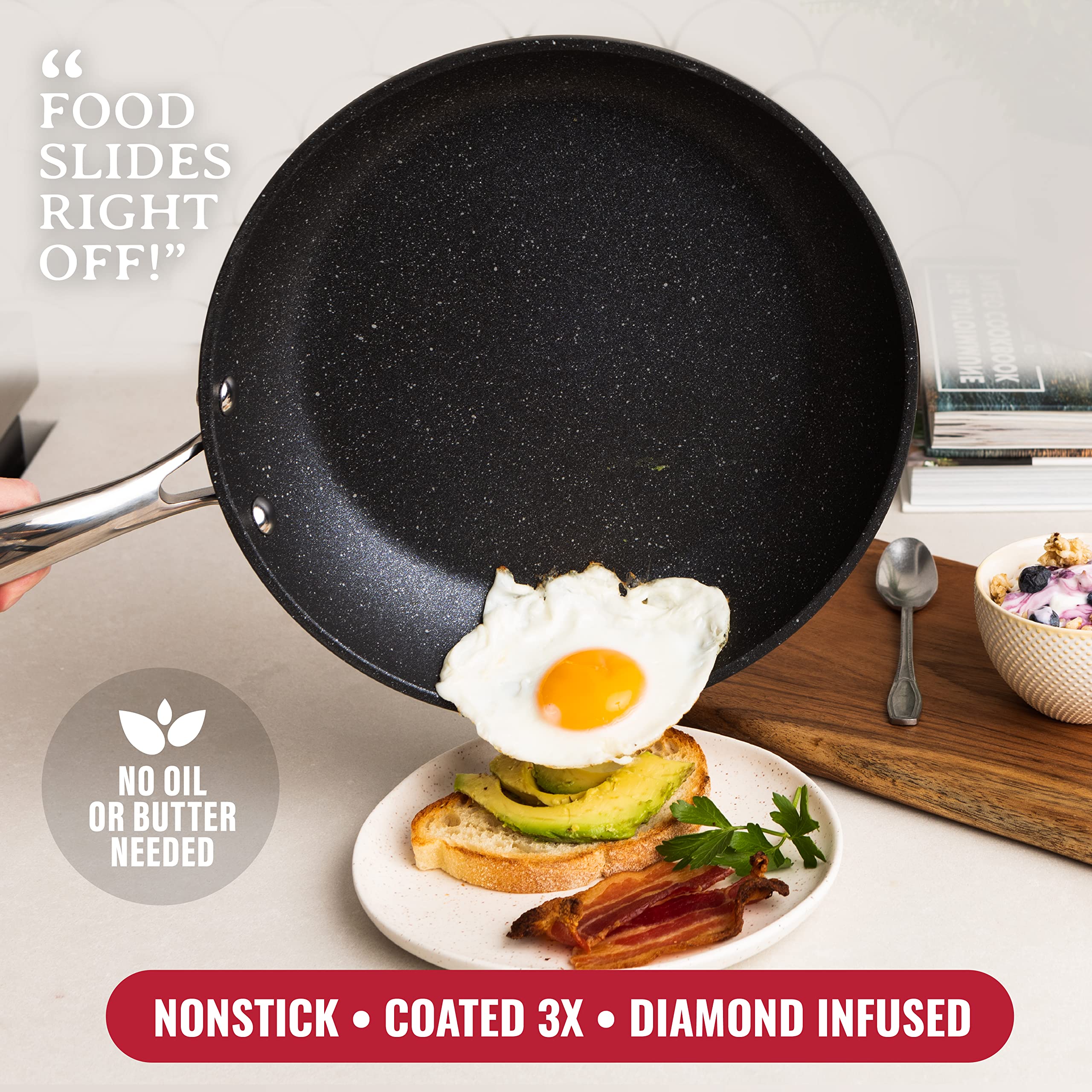 Granitestone Orignal Super Non-stick and Scratchproof, No-warp, Oven-Safe and Dishwasher Safe, Mineral-enforced Frying Pans With Stay-Cool Handles PFOA-Free As Seen On TV (8-inch)