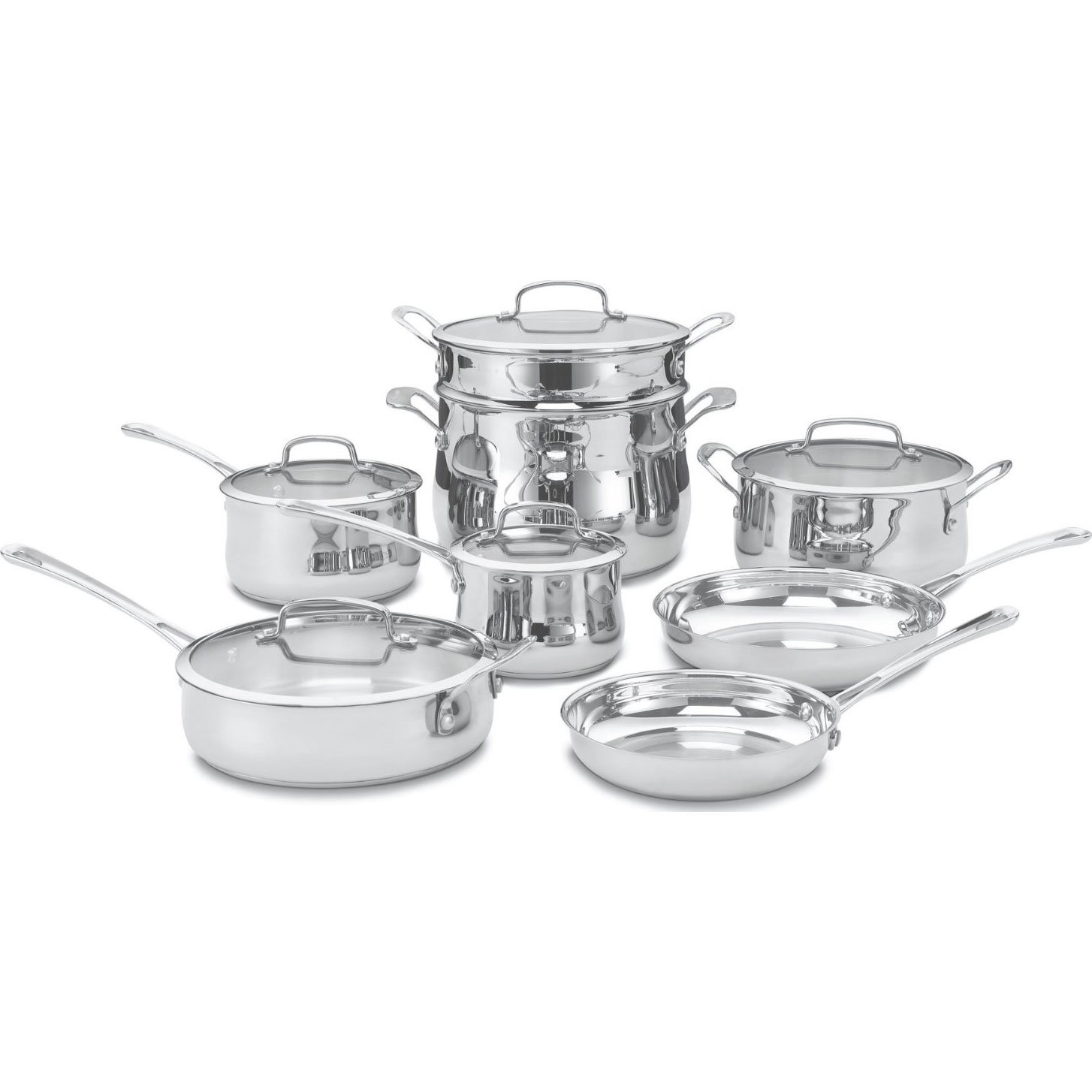 Cuisinart Contour Stainless 13-Piece Cookware Set,Silver