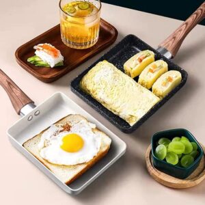 Tamagoyaki Pan Japanese Omelet Pan,Rectangle Maker Frying Pans,Japanese Tamagoyaki Pan with Silicone Brush & Spetula, Egg Pan, Gas Stove and Induction Hob, 7” x 5”,Black