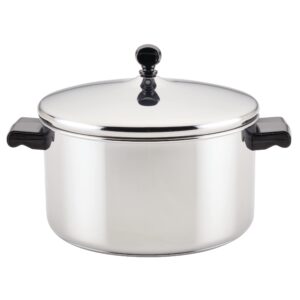 farberware classic stainless steel 6-quart stockpot with lid, stainless steel pot with lid, silver