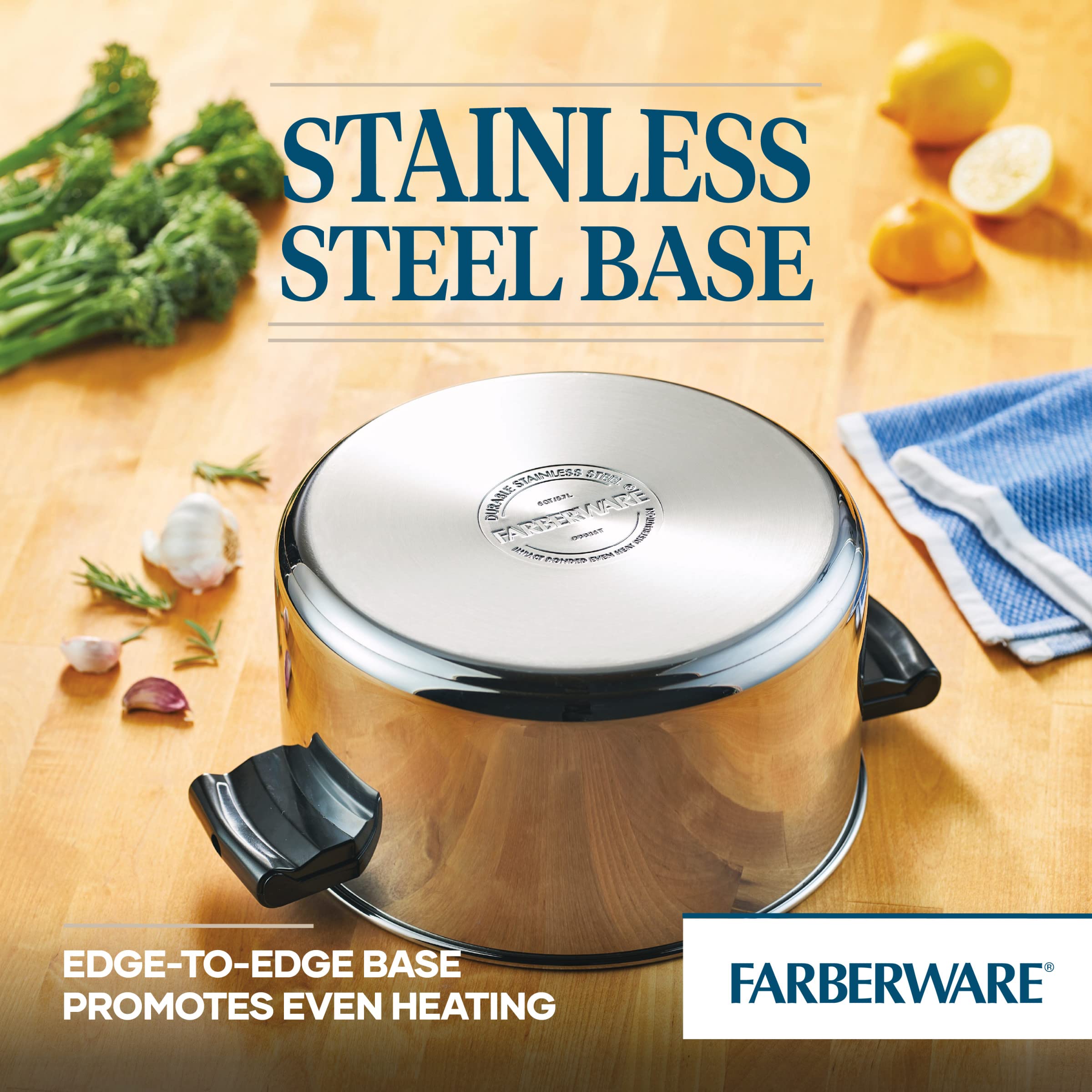 Farberware Classic Stainless Steel 6-Quart Stockpot with Lid, Stainless Steel Pot with Lid, Silver