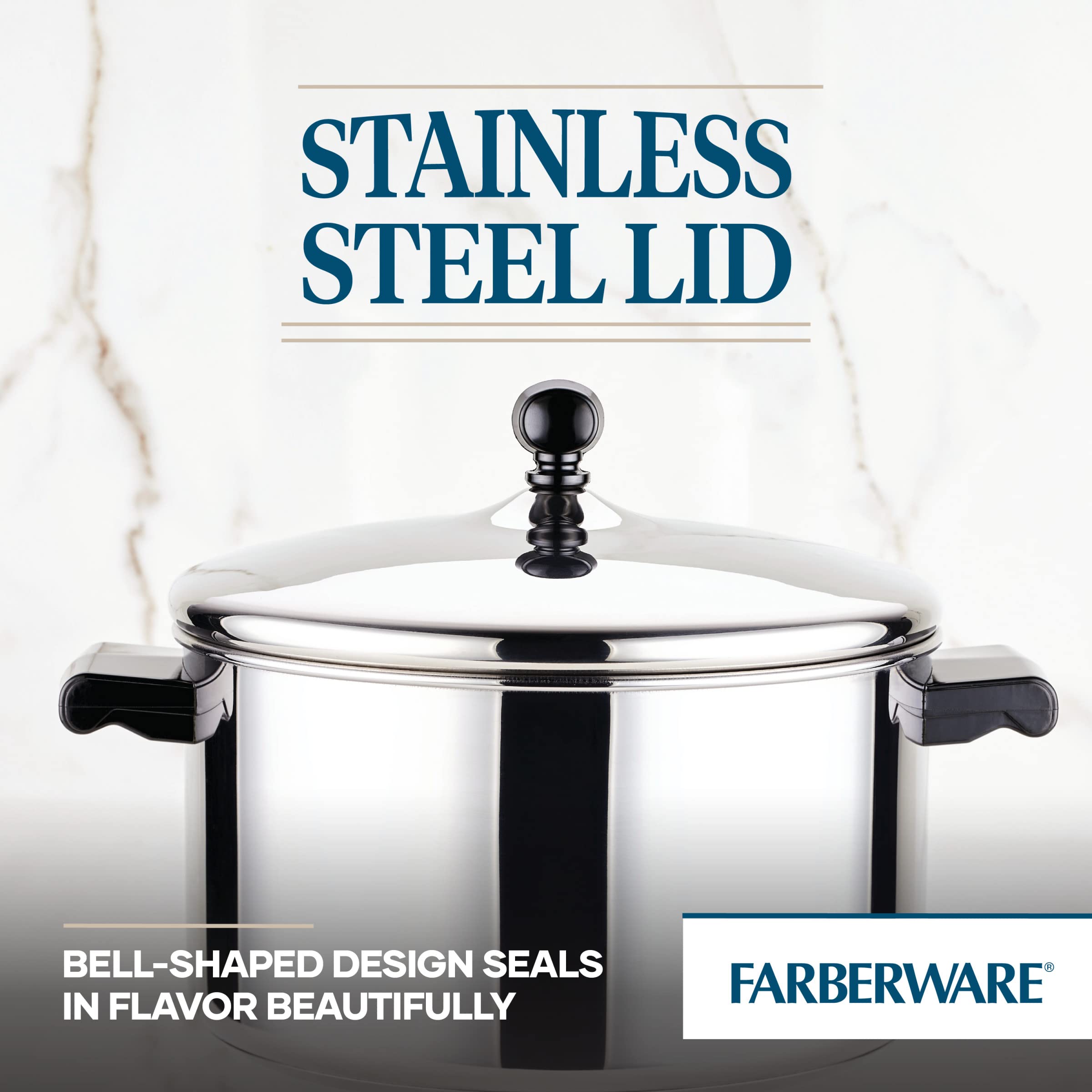 Farberware Classic Stainless Steel 6-Quart Stockpot with Lid, Stainless Steel Pot with Lid, Silver