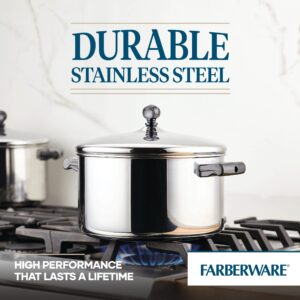 Farberware Classic Stainless Steel 6-Quart Stockpot with Lid, Stainless Steel Pot with Lid, Silver