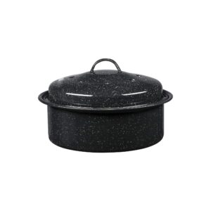 granite ware 3 lb. capacity covered round roaster, speckled black enamel on steel