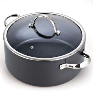 cooks standard stock pot dutch oven casserole with glass lid, 7-quart classic hard anodized nonstick stockpot, black