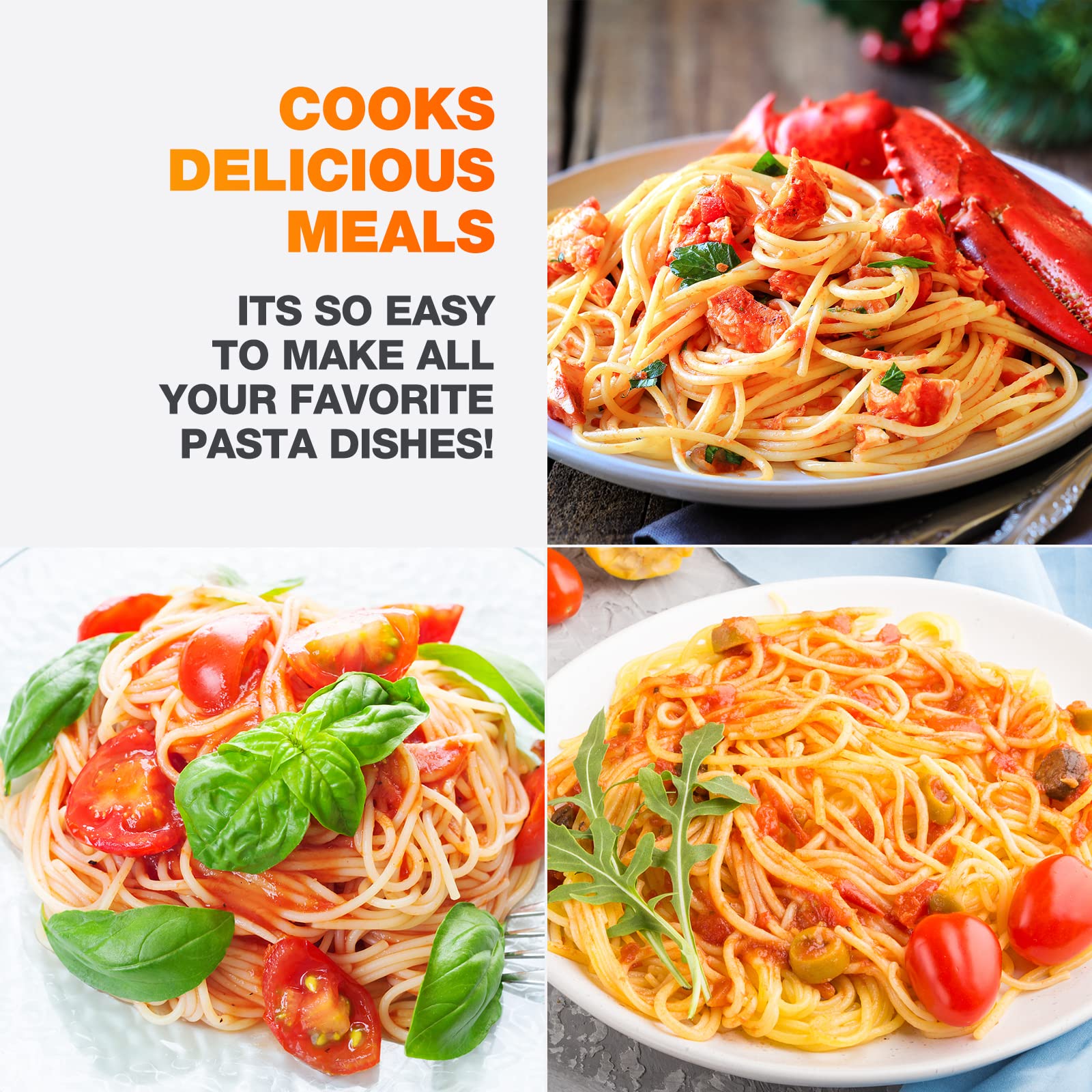 Microwave Pasta Cooker with Strainer Lid- Quick and Easy Cooks 4 Servings Spaghetti Cooker- No Sticking or Waiting For Boil- Perfect Make Pasta Every Time- For Dorm, Kitchen or Office