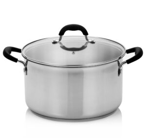 finnhomy approved aisi304 (18-10) stainless steel 8-quart stock pot with cover, 3 layers base,induction base safe, metallic