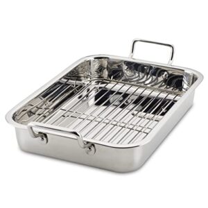 Farberware Classic Traditions Stainless Steel Roaster/Roasting Pan with Rack, 17 Inch x 12.25 Inch